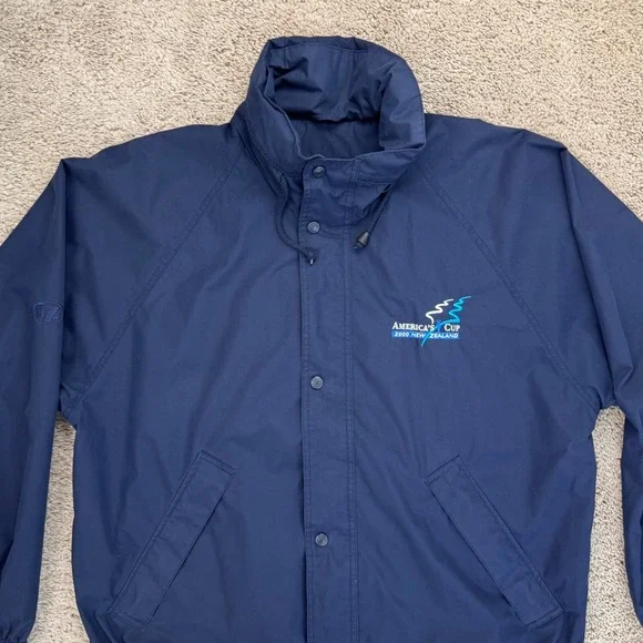 Vtg Line 7 Americas Cup Windbreaker Mens L Blue 2000 New Zealand Full Zip Jacket